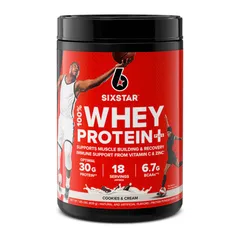 Bột Protein Whey Six Star Plus - Hỗ trợ Tăng Cơ Vị Vanila Cream, Cookies & Cream, Strawberry Smoothie, Triple Chocolate 830g