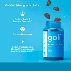 Kẹo dẻo Goli Nutrition Ashwagandha Gummies - Hỗ trợ giảm căng thẳng, thư giãn và cải thiện giấc ngủ sâu ngon - 60 viên