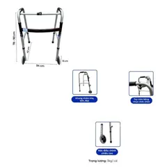 Khung Tập Đi Oromi FBL815202 Có Bánh Xe - Giúp Di Chuyển Dễ Dàng Cho Người Già, Phục Hồi Chức Năng, Chất Liệu Nhôm Bền Nhẹ