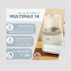Máy Đa Năng Điện Tử Hâm Sữa Fatzbaby Multimax 14 FB9209TN - Đun Nước Pha Sữa, Tiệt Trùng, Sấy Khô, Chức Năng Hẹn Giờ