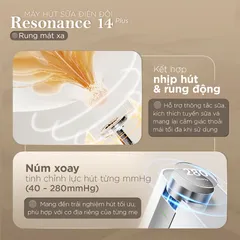 Máy Hút Sữa Điện Đôi Fatzbaby Resonance 14 Plus FB1161BT - Công Nghệ Vi Rung, Pin 3200mAh, 3 Chế Độ Massage & Hút Sữa Thông Minh