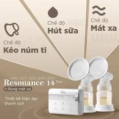 Máy Hút Sữa Điện Đôi Fatzbaby Resonance 14 Plus FB1161BT - Công Nghệ Vi Rung, Pin 3200mAh, 3 Chế Độ Massage & Hút Sữa Thông Minh