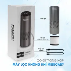 Máy lọc không khí ô tô Medicar - Khử mùi hiệu quả, công nghệ HEPA 13, cảm biến chuyển động, di động và yên tĩnh, không gian trong lành cho người lái.