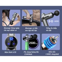 Máy massage cầm tay METIS 8 đầu, 32 chế độ - Giảm đau, thư giãn cơ bắp, thiết kế tiện dụng cho mọi không gian