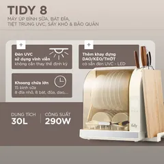 Máy Úp Bình Sữa Tiệt Trùng Fatzbaby Tidy 8 FB4630ZH - Công Suất 290W, Dung Tích 30L, Công Nghệ UVC LED, Sấy Khô PTC