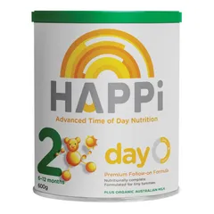 Sữa Ngày HAPPi Day Số 2 - Dinh Dưỡng Tiên Tiến Cho Trẻ 6-12 Tháng, Đặc Biệt Hữu Cơ, Không Gây Táo Bón, Lon 600g