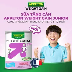 Sữa tăng cân Appeton Weight Gain Junior 450g cho trẻ 3-12 tuổi - Giúp tăng cân, phát triển toàn diện và hỗ trợ tiêu hóa tốt.