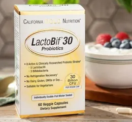 Viên men vi sinh Lactobif 30 Probiotics California Gold Nutrition - Hỗ trợ tiêu hóa & tăng cường miễn dịch, Vỉ 60 viên Mỹ