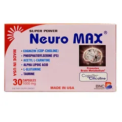 Viên uống bổ não Super Power Neuro Max - Tăng cường trí nhớ, tập trung và giảm stress - Hỗ trợ sức khỏe não bộ 30 viên