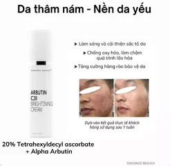 Kem Dưỡng Sáng Da Mờ Thâm Radiance Beauva Arbutin C20 Cream 30ml - Dưỡng Ẩm, Làm Đều Màu Da, Phục Hồi Độ Tươi Trẻ