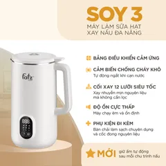 Máy Làm Sữa Hạt Đa Năng Fatzbaby Soy 3 FB5000TL - 8 Chế Độ Xay Nấu Thông Minh, Giữ Ấm Tự Động, Dung Tích 1.2L