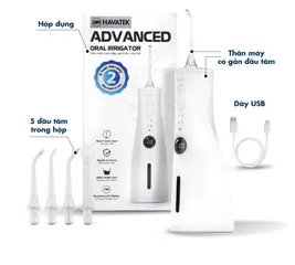 Máy Tăm Nước Cầm Tay Havatek - 5 Chế Độ Đầu Xoay 360, Tia Nước Siêu Mảnh 0.6mm, Vệ Sinh Răng Miệng Sâu, Dung Tích 300ml
