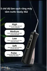 Máy Tăm Nước Cầm Tay SeaSy X62 - 5 Chế Độ Chăm Sóc Răng Miệng Hiện Đại, Thích Hợp Cho Người Niềng Răng và Trẻ Em