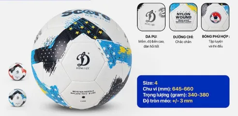 Quả Bóng Đá Size 4 Da PU Động Lực - Bóng Chuyên Dùng Tập Luyện và Thi Đấu, Độ Bền Cao, Chất Liệu Chống Nước