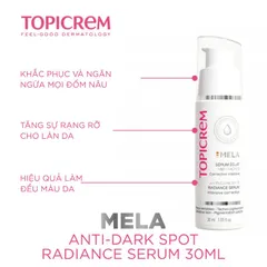 Tinh Chất Sáng Da Mờ Nám Topicrem Mela Anti-Dark Spot - Serum Dưỡng Da Giúp Sáng Mịn, Khắc Phục Thâm Nám & Đốm Nâu 30ml