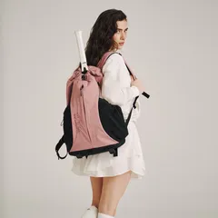 Balo Đựng Vợt Pickleball & Tennis Wilson Drawstring Backpack V2 Hồng Đen - Tiện Lợi Cho Nữ Yêu Thích Thể Thao