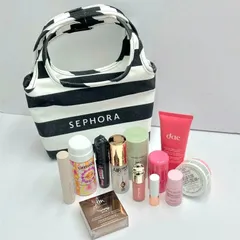 Bộ sản phẩm Sephora Favorites: What's In My Bag – Set Trang Điểm, Chăm Sóc Tóc & Cơ Thể - Bộ 12 Món Chất Lượng Cao, Mini Tote Thời Trang