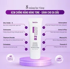 Kem Chống Nắng Innoskin B3 Suncream SPF50+ Màu Tím - Dành Cho Da Dầu Mụn, Kiểm Soát Dầu, Nâng Tông, Bảo Vệ Da Hàng Ngày