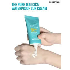 Kem Chống Nắng Kháng Nước Pretty Skin Jeju Cica Waterproof Sun Cream SPF 50+ - Chống Nắng, Chống Nước, Phục Hồi Da, Nhẹ Mặt, Dưỡng Ẩm