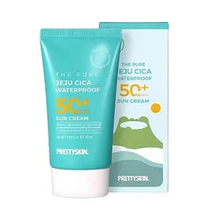 Kem Chống Nắng Kháng Nước Pretty Skin Jeju Cica Waterproof Sun Cream SPF 50+ - Chống Nắng, Chống Nước, Phục Hồi Da, Nhẹ Mặt, Dưỡng Ẩm