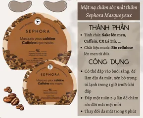 Mặt nạ mắt Sephora Eye Masks - Giảm quầng thâm và bọng mắt, An toàn với 91% thành phần tự nhiên, Dưỡng ẩm cho da nhạy cảm