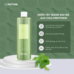 Nước Tẩy Trang Rau Má Pretty Skin The Pure Jeju Cica - Làm Sạch Nhẹ Nhàng, Dịu Da Nhạy Cảm, 500ml