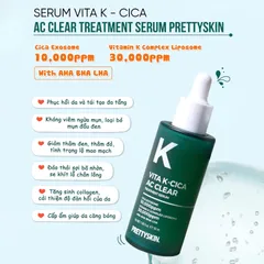 Serum Ngừa Mụn Pretty Skin Vita K Cica Ac Clear Treatment - Hỗ Trợ Phục Hồi, Dưỡng Da Căng Mịn, 50ml