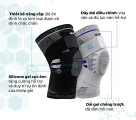 Bó Gối Thể Thao Nevor BDG02 - Hỗ Trợ Giảm Đau, Phòng Tránh Chấn Thương Khi Chơi Thể Thao Cường Độ Cao, Chất Liệu Thoáng Khí, Dành Cho Nam Nữ