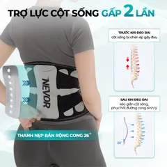 Đai lưng hỗ trợ cột sống Nevor DTL03 - Thiết bị chăm sóc sức khỏe giảm đau thắt lưng có đai cố định và đệm bơm hơi cho nam nữ