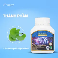 Viên Uống Bổ Não Vitatree Maxi Ginkgo 9500mg - Hỗ Trợ Tăng Cường Trí Nhớ, Duy Trì Tinh Thần Tỉnh Táo, 60 Viên Úc
