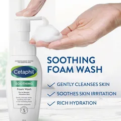 Sữa Rửa Mặt Tạo Bọt Cetaphil Soothing Foam Wash 200ml - Dành Cho Da Nhạy Cảm, Làm Sạch Dịu Nhẹ, Giữ Ẩm Tự Nhiên, Không Gây Kích Ứng