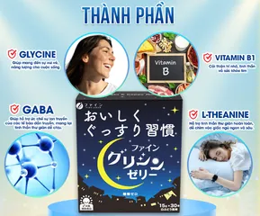 Thạch hỗ trợ giấc ngủ Glycine Fine Japan Hương Nho Xanh - Giúp Ngủ Ngon, Thư Giãn Tinh Thần, Dạng Thạch Dễ Dùng, 30 thanh