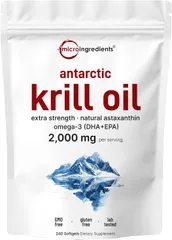 Viên uống Dầu Nhuyễn Thể Micro Ingredients Antarctic Krill Oil 2000mg - Tốt cho Tim Mạch và Làm Đẹp Da, Chứa Omega 3 Tự Nhiên
