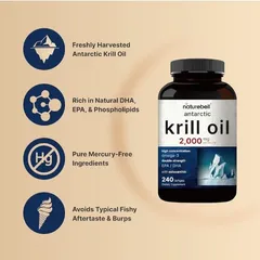 Viên Uống Dầu Nhuyễn Thể Nam Cực Antarctic Krill Oil 2000mg - Omega-3 EPA/DHA và Astaxanthin Hỗ Trợ Sức Khỏe Tim Mạch và Não Bộ
