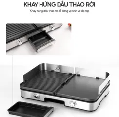 Bếp Nướng Điện Đôi Không Khói Lebenlang LBL8586 Đức 2000W - Nướng Nhanh Với 6 Mức Nhiệt Độ, Khay Đựng Dầu Chịu Nhiệt, Phục Vụ 6-8 Người
