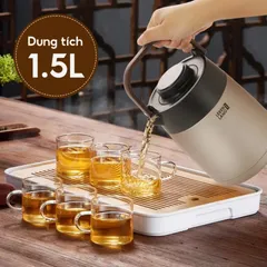 Bình Trà Giữ Nhiệt Lebenlang LBL3035 1.5L - Thiết Kế Hiện Đại, Màn Hình LED, Lõi Lọc Inox 304, Giữ Nhiệt Lên Đến 8 Giờ, Phù Hợp Gia Đình và Văn Phòng