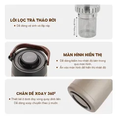Bình Trà Giữ Nhiệt Lebenlang LBL3035 1.5L - Thiết Kế Hiện Đại, Màn Hình LED, Lõi Lọc Inox 304, Giữ Nhiệt Lên Đến 8 Giờ, Phù Hợp Gia Đình và Văn Phòng