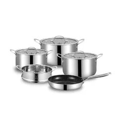 Bộ nồi chảo inox Kalpen Kampfer KF3 5 món - Chất liệu cao cấp, thiết kế 3 lớp, tương thích mọi loại bếp, bền đẹp và chống dính hiệu quả