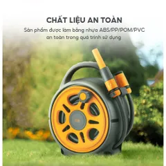 Bộ vòi rửa xe, tưới cây Lebenlang LBLB3368 - Dây rút 12m, thiết kế cuộn tự động với 6 chế độ phun tiện dụng