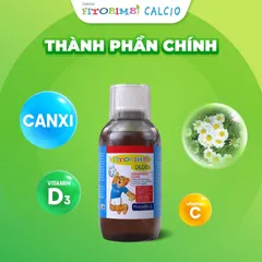 Fitobimbi Calcio Bổ Sung Canxi, Vitamin D3 & C Cho Bé - Hỗ Trợ Phát Triển Xương và Chiều Cao Tự Nhiên, Lọ 200ml