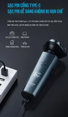 Máy cạo râu Flyco FS165VN 3 lưỡi kép chống nước IPX7 - Sạc nhanh 1 giờ, sử dụng 60 phút - Thiết kế tiện lợi cho mọi phái mạnh