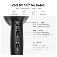 Máy Sấy Tóc Ion Lebenlang LBL3066 - Công Suất 2400W, Công Nghệ Ion Hiện Đại, Sấy Nóng Lạnh, Tóc Suôn Mượt tại Nhà