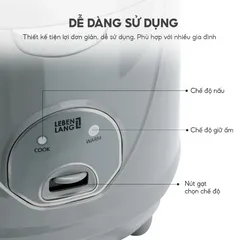 Nồi Cơm Điện Lebenlang LBL1936 700W 1.8L - Đa Chức Năng Hầm, Hấp, Luộc, Nấu Cháo, Thiết Kế Sang Trọng, Thích Hợp 4-6 Người