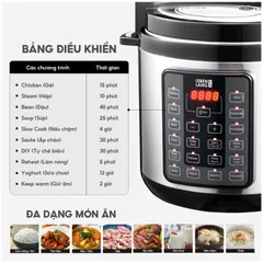 Nồi Áp Suất Điện Tử Đa Năng Lebenlang LBEE0908 - 1000W, Dung Tích 6L, Chế Độ Nấu Tự Động Tiết Kiệm Thời Gian, Công Nghệ Đức