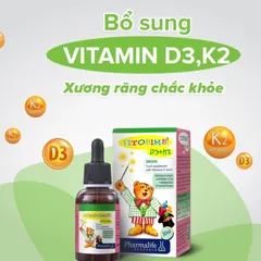 Siro Fitobimbi D3 + K2 cho bé - Bổ sung Vitamin D3 và K2 hỗ trợ phát triển xương và răng chắc khỏe, phòng ngừa còi xương, 30ml