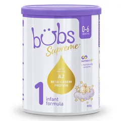 Sữa Bubs Supreme 1 cho Bé 0-6 Tháng - Công Thức A2 Beta-Casein Dễ Tiêu Hóa, Dinh Dưỡng Gần Gũi Như Sữa Mẹ, 800g