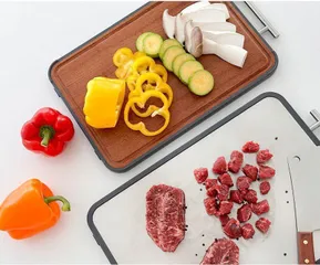Thớt Gỗ Hai Mặt Đa Năng Gume Hàn Quốc - Gỗ Mun và Inox 304 Kháng Khuẩn, Chống Trầy Xước, Tiện Lợi Cho Nhà Bếp