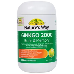 Viên uống Ginkgo 2000 Brain & Memory Nature's Way Úc - Hỗ trợ tăng cường trí nhớ và chức năng nhận thức cho người trưởng thành - 120 viên