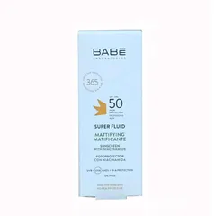 Kem chống nắng Babe Super Fluid Mattifying SPF 50+ - Kiểm soát dầu, Bảo vệ da khỏi UV, Phù hợp cho da dầu và hỗn hợp, 50ml