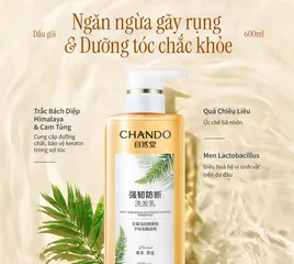 Dầu Gội Chando Himalaya Ngăn Gãy Rụng & Phục Hồi Tóc - Chai 600ml Dưỡng Tóc Chắc Khỏe, Chống Rụng, Phù Hợp Da Đầu Nhạy Cảm